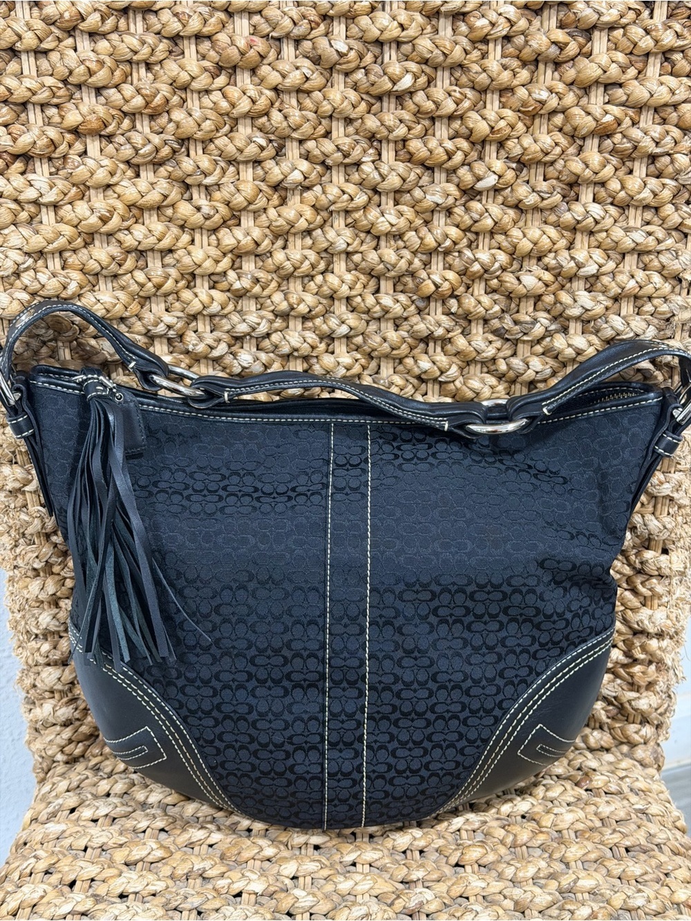 Vintage Coach Jacquard Hobo Shoulder Bag